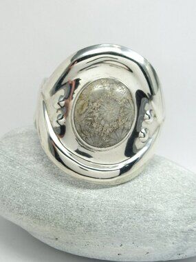 Fossil Coral and Sterling Statement Cuff